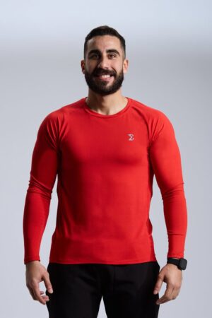 Fire Red Gym Sport Workout Long Sleeve Shirt