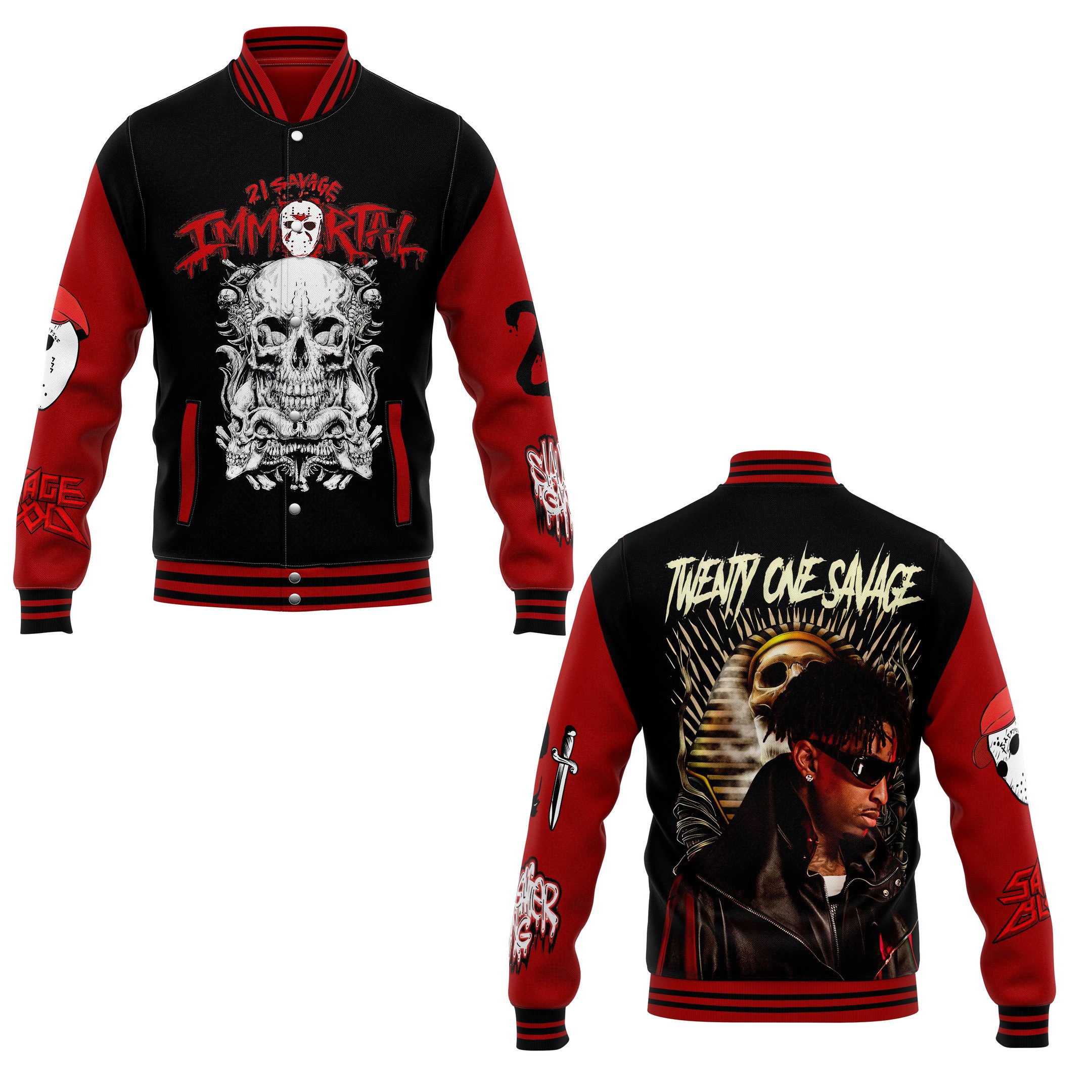 21 Savage Music Style Baseball Jacket For Fans