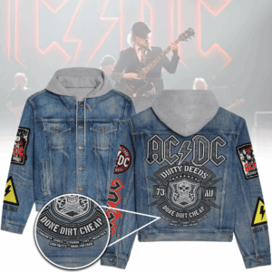 AC/DC Band Music Style Hooded Denim Jacket For Fans