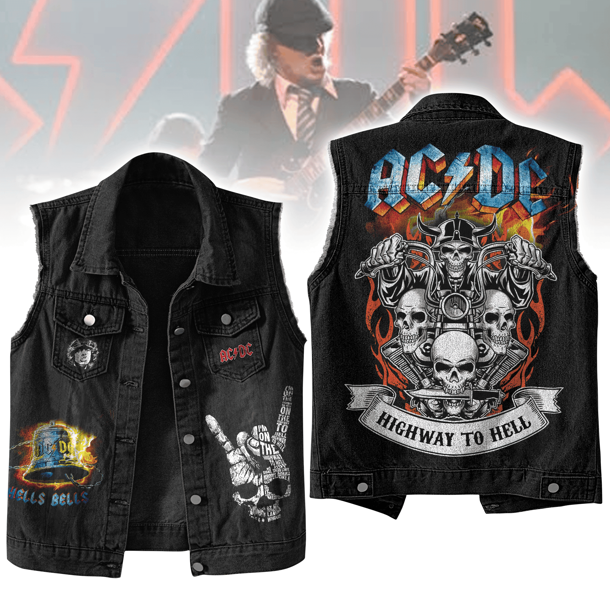 AC/DC Band Music Style Sleeveless Jacket For Fans
