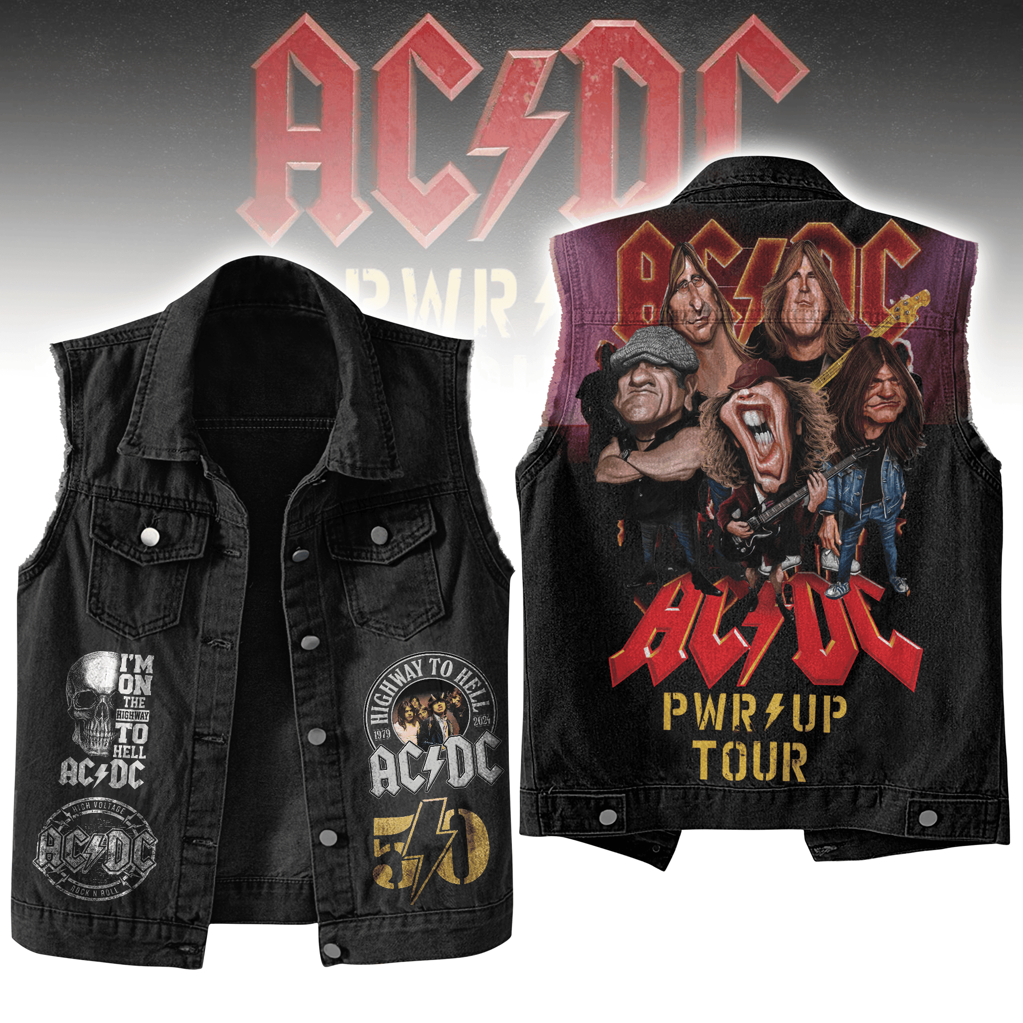 AC/DC Band Music Style Sleeveless Jacket For Fans