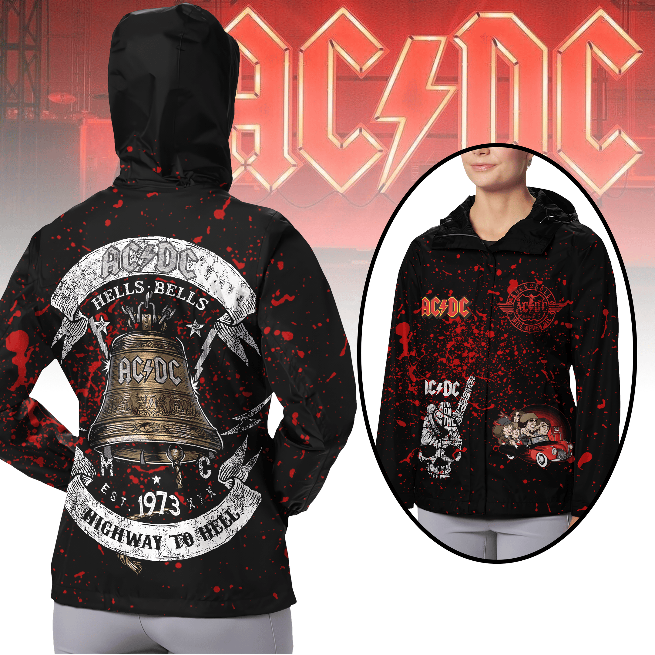 AC/DC Band Music Style Windbreaker Jacket For Fans