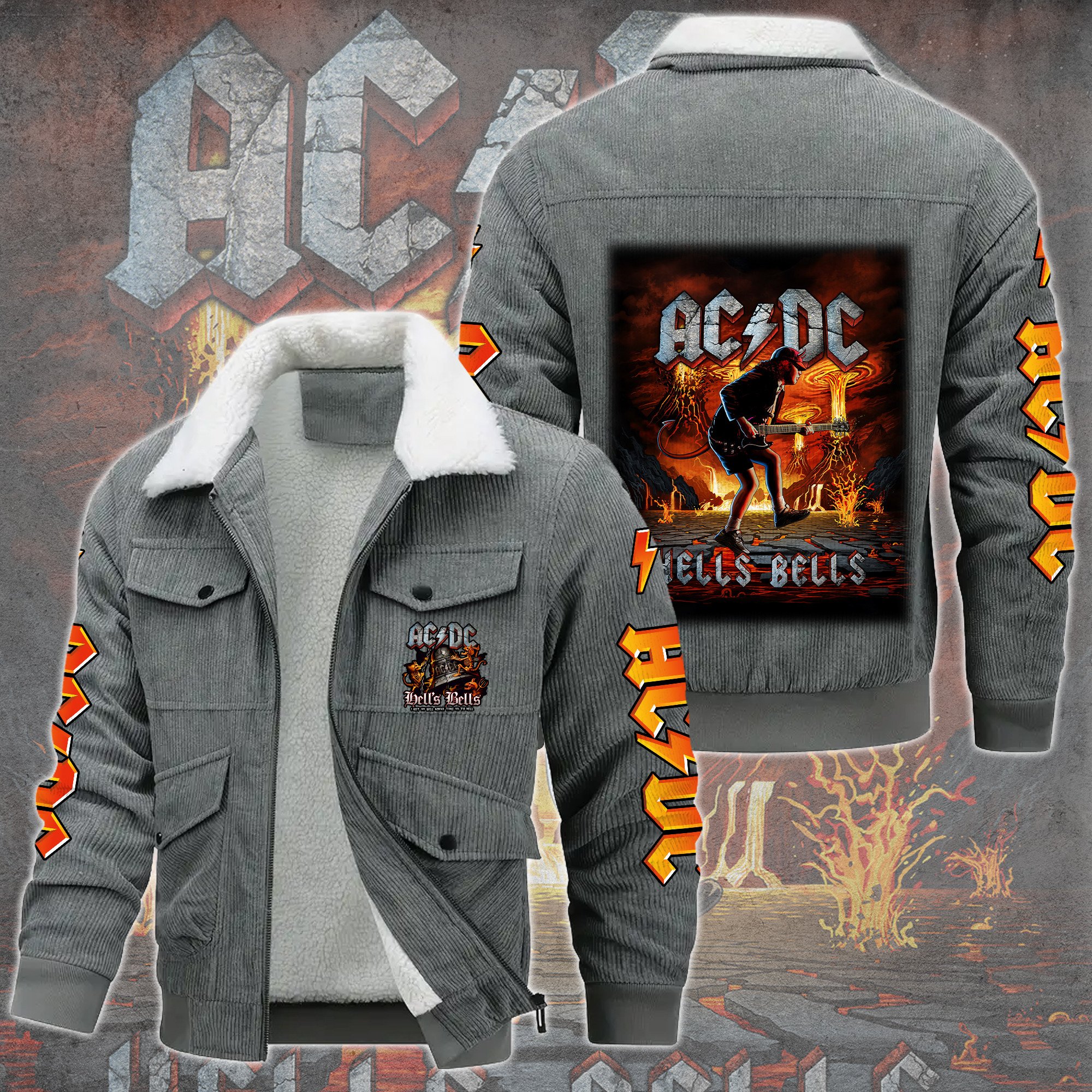 AC/DC Music Style Thermal Cotton Jacket Prim For Fans
