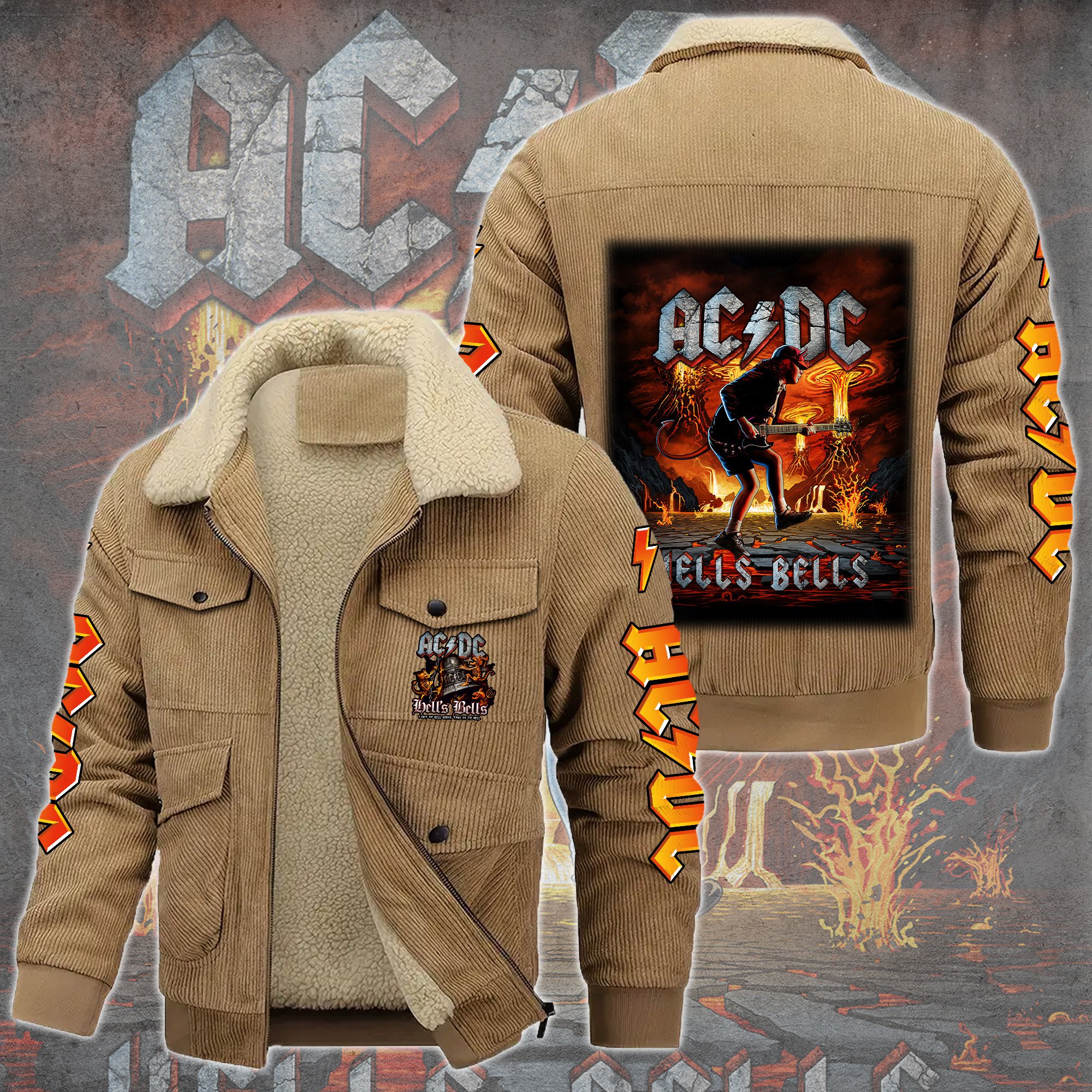 AC/DC Music Style Thermal Cotton Jacket Prim For Fans
