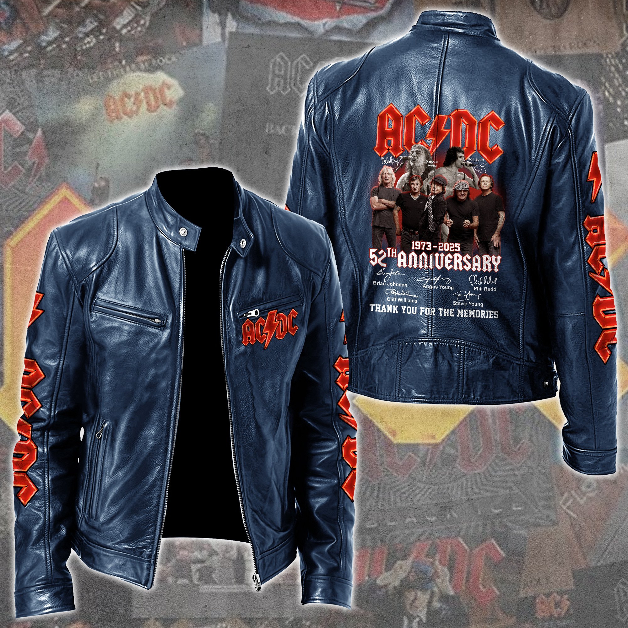 AC/DC Music Style Leather Jacket For Fans