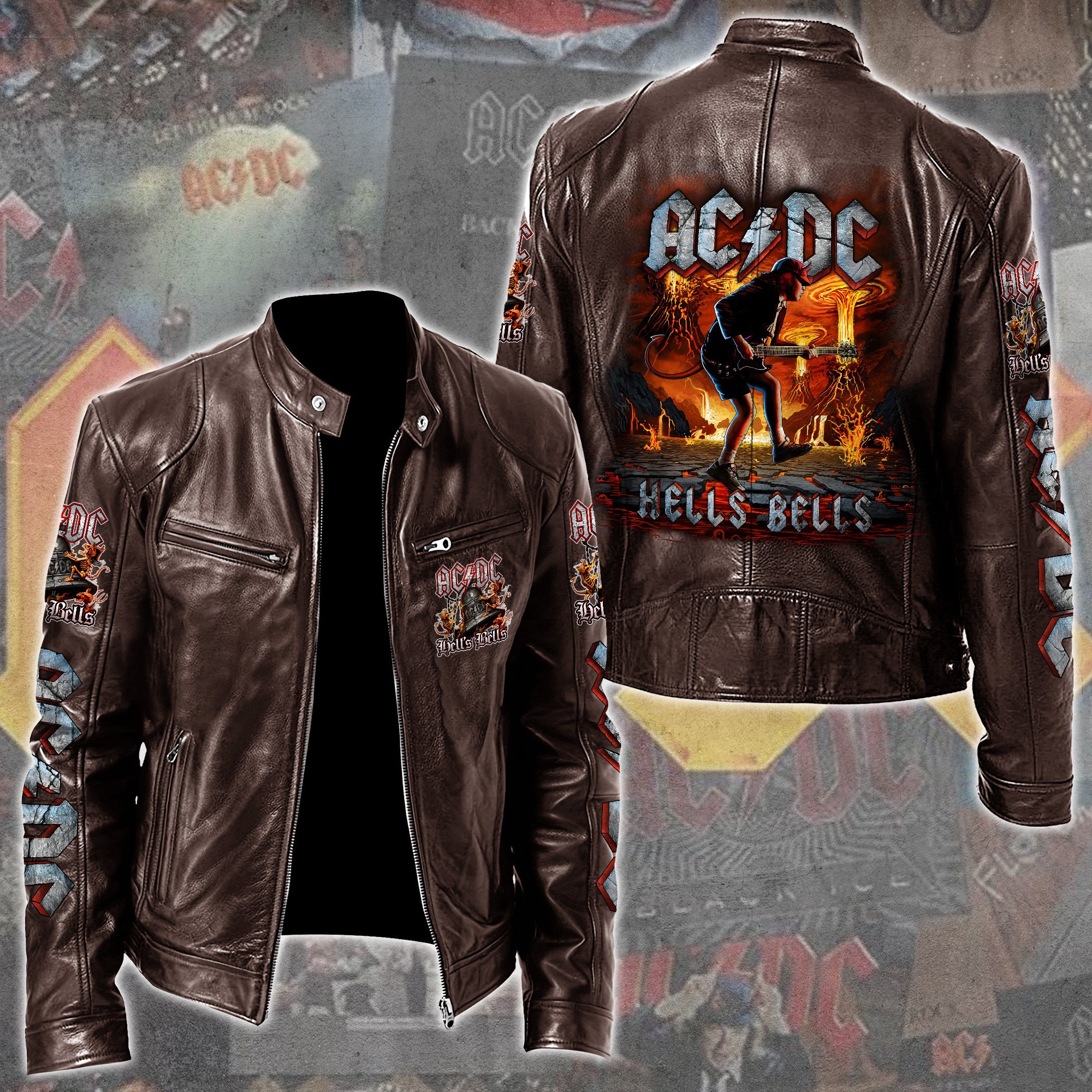 AC/DC Music Style Leather Jacket For Fans