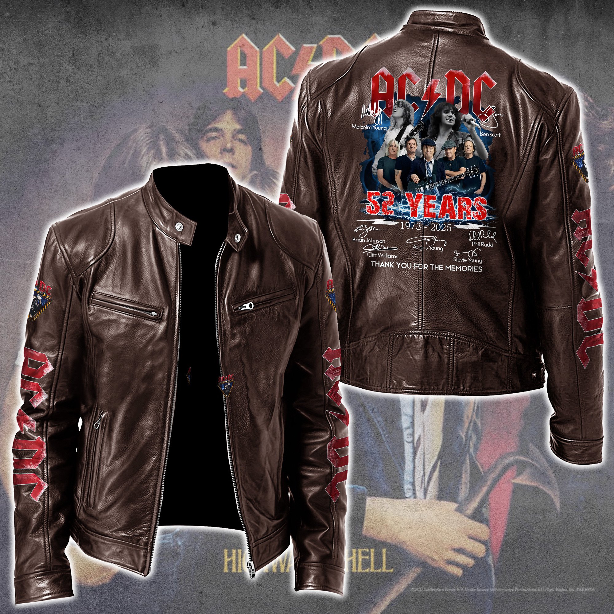 AC/DC Music Style Leather Jacket For Fans
