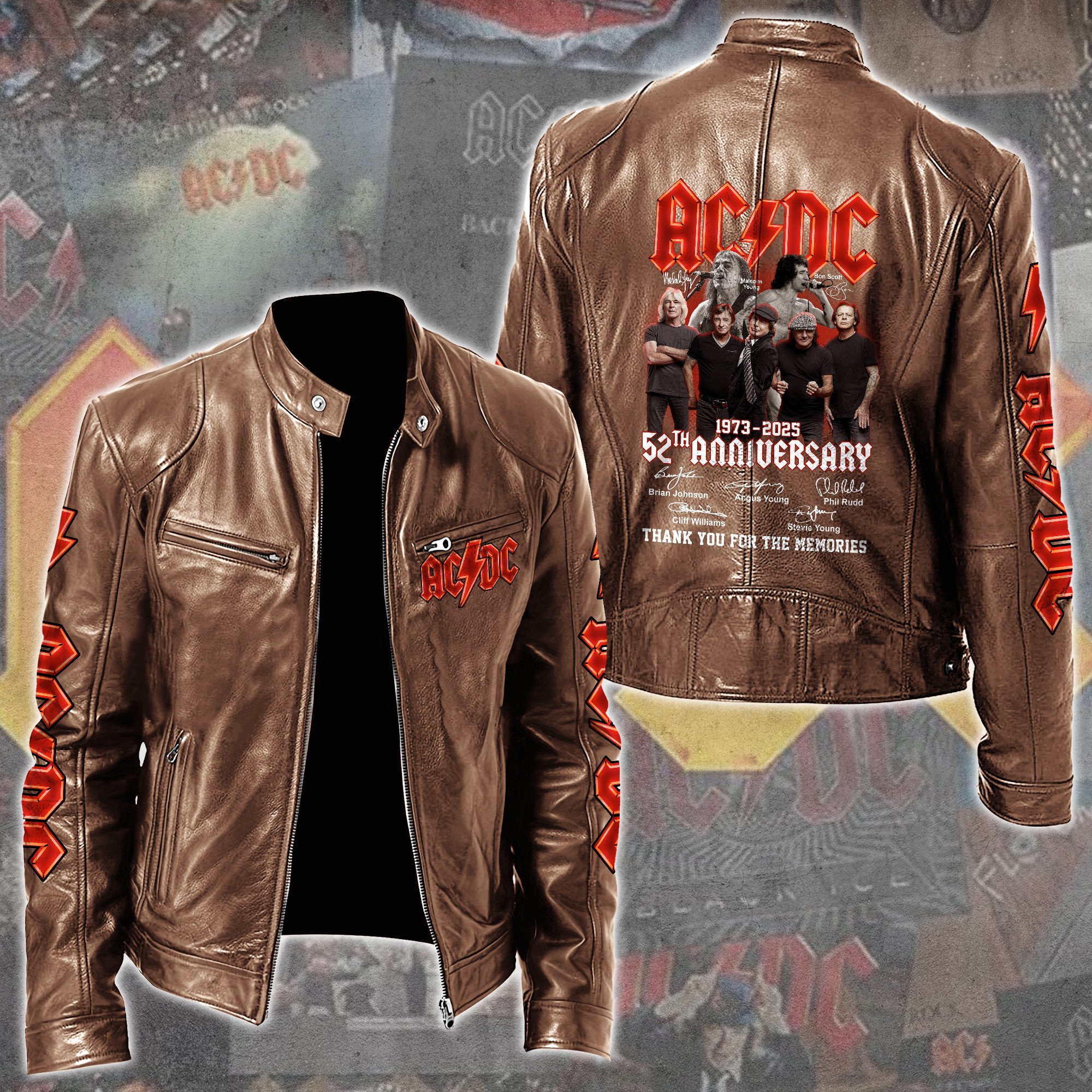 AC/DC Music Style Leather Jacket For Fans