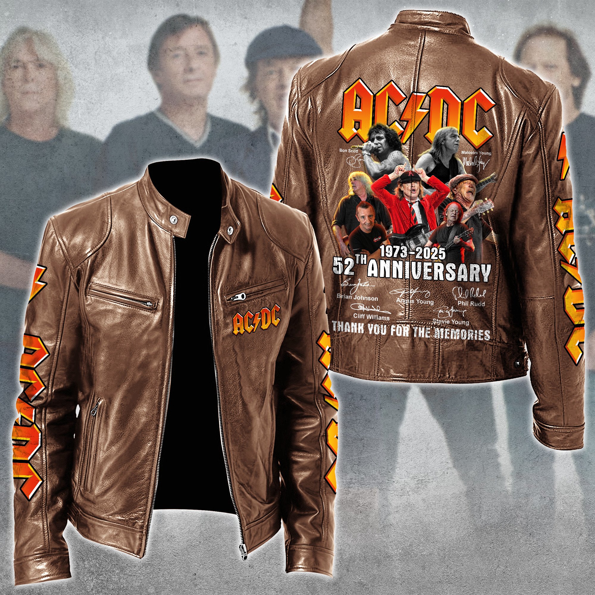 AC/DC Music Style Leather Jacket For Fans
