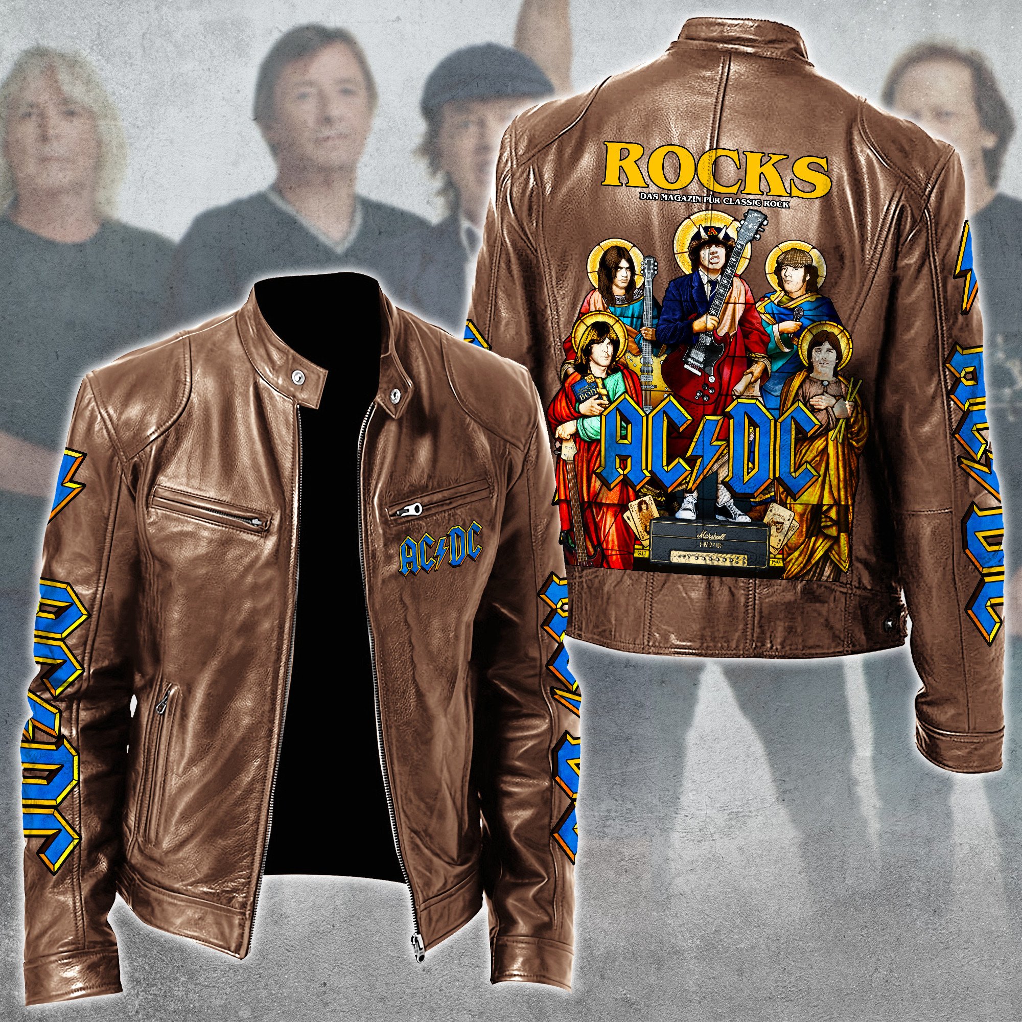 AC/DC Music Style Leather Jacket For Fans