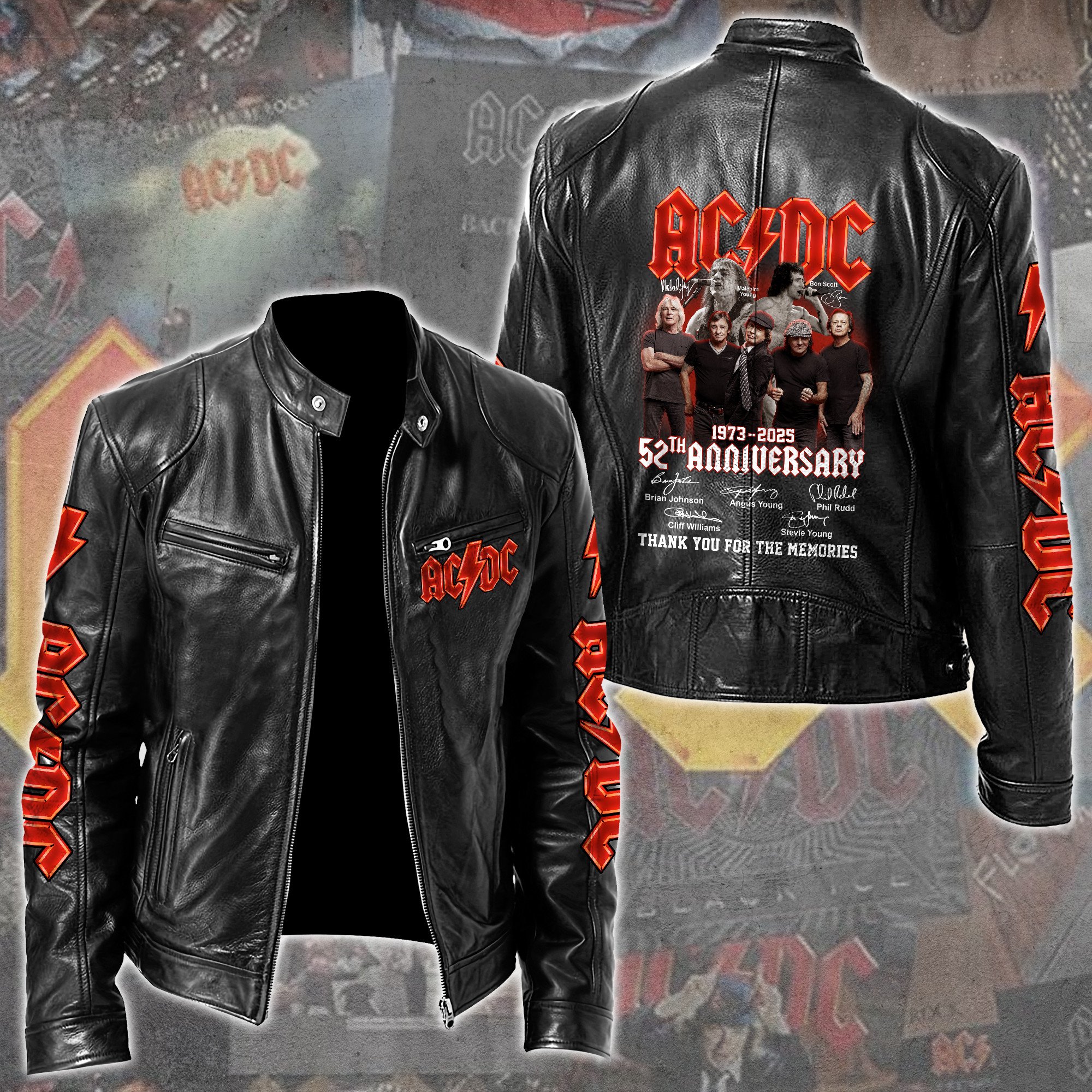 AC/DC Music Style Leather Jacket For Fans