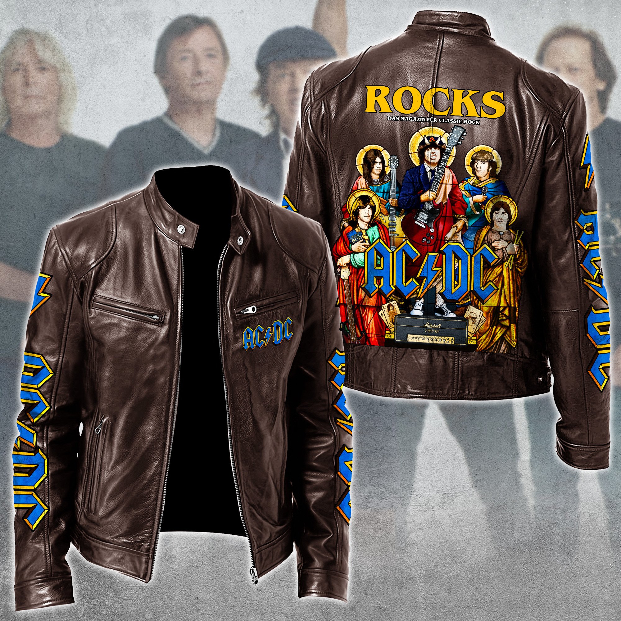AC/DC Music Style Leather Jacket For Fans