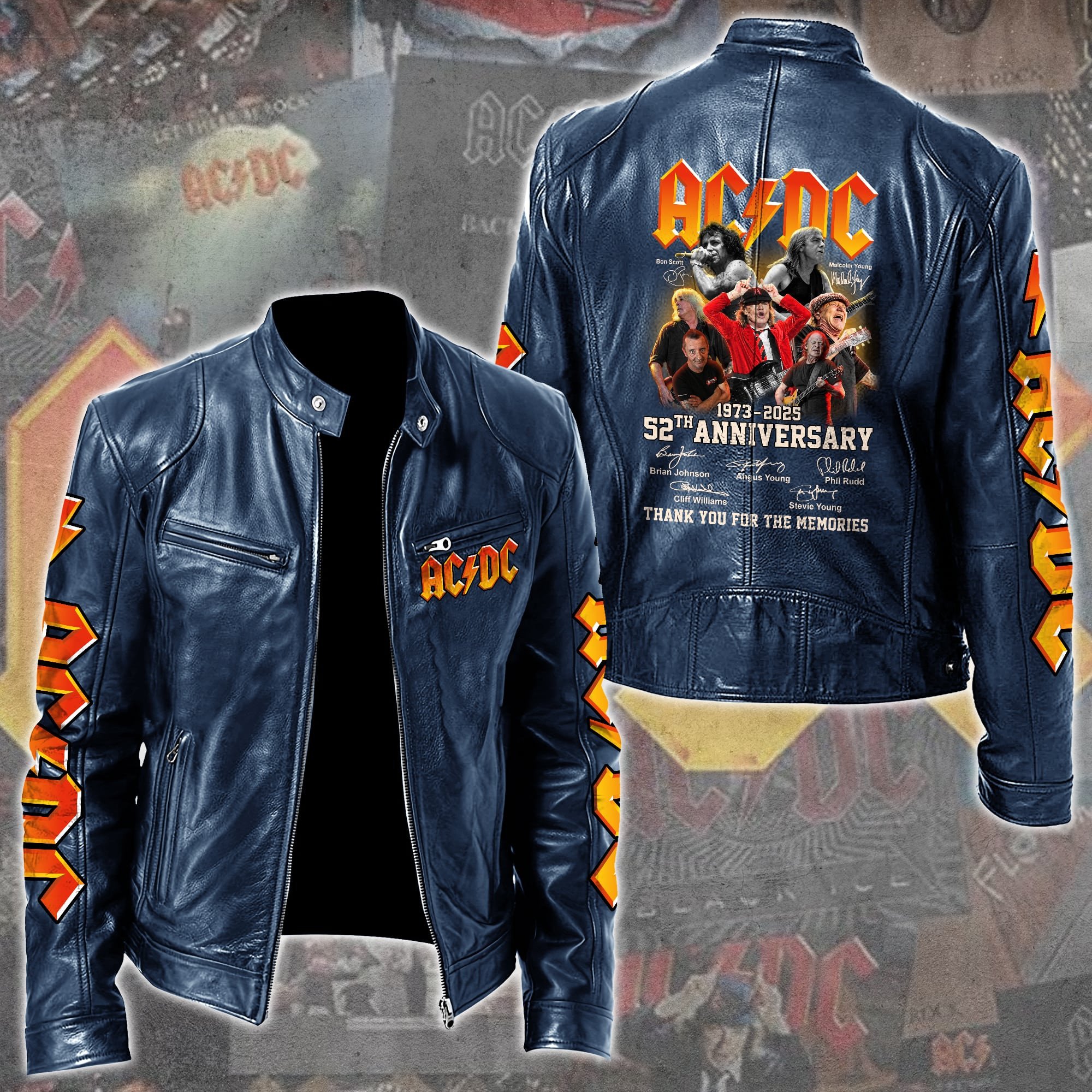 AC/DC Music Style Leather Jacket For Fans