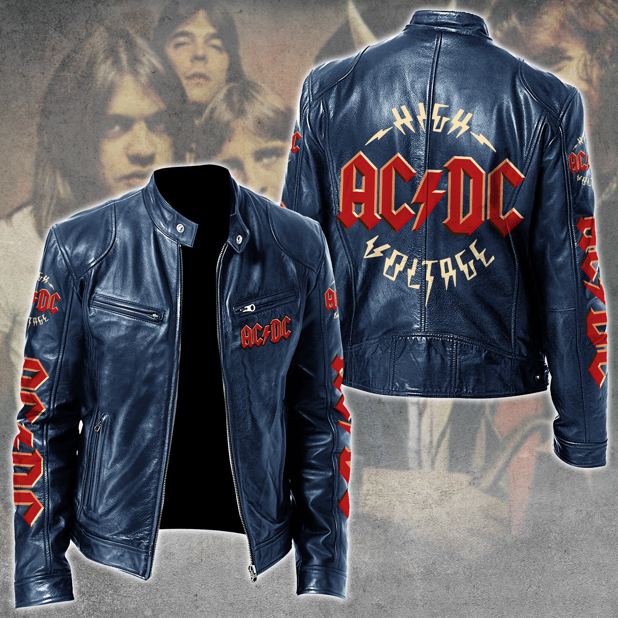 AC/DC Music Style Leather Jacket For Fans