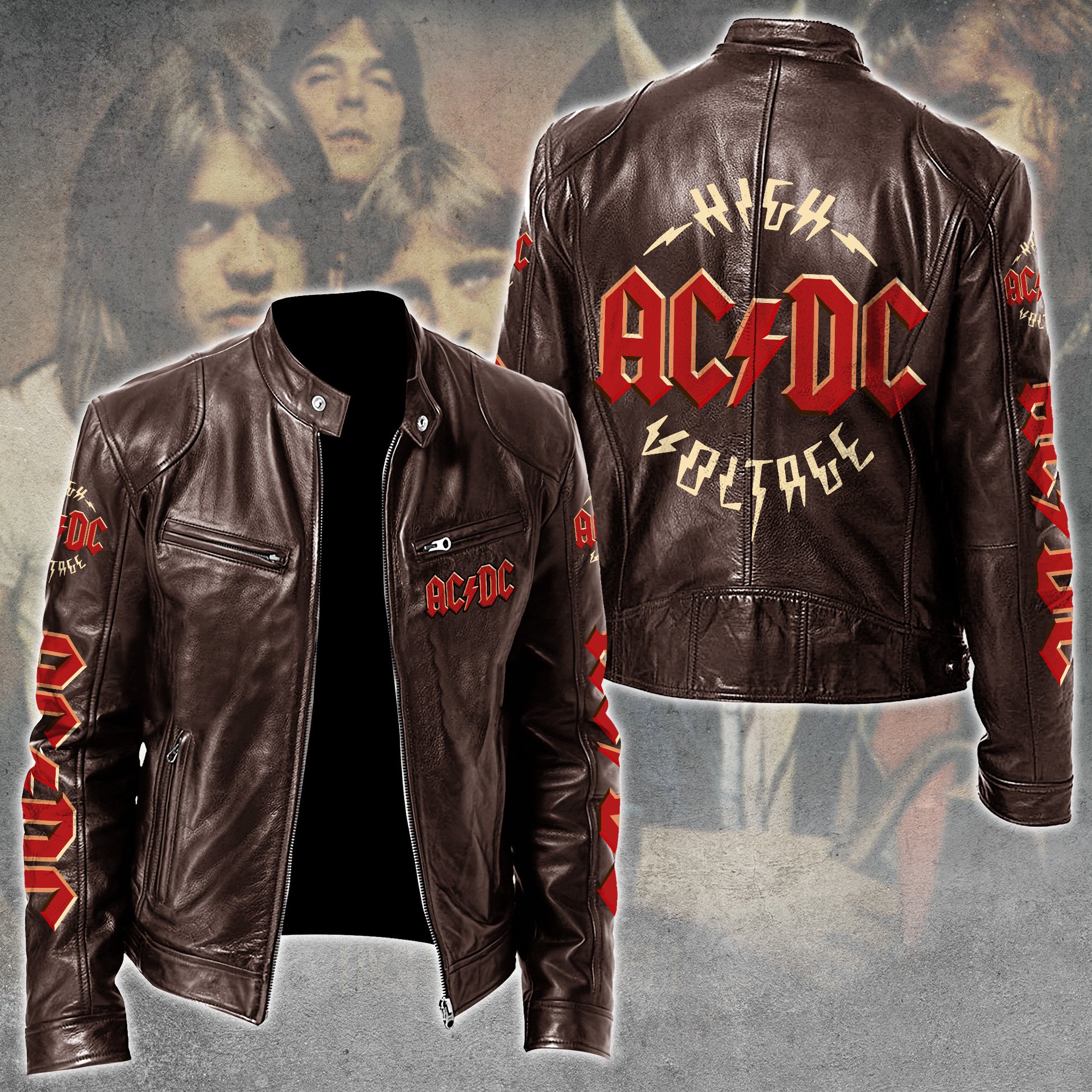 AC/DC Music Style Leather Jacket For Fans