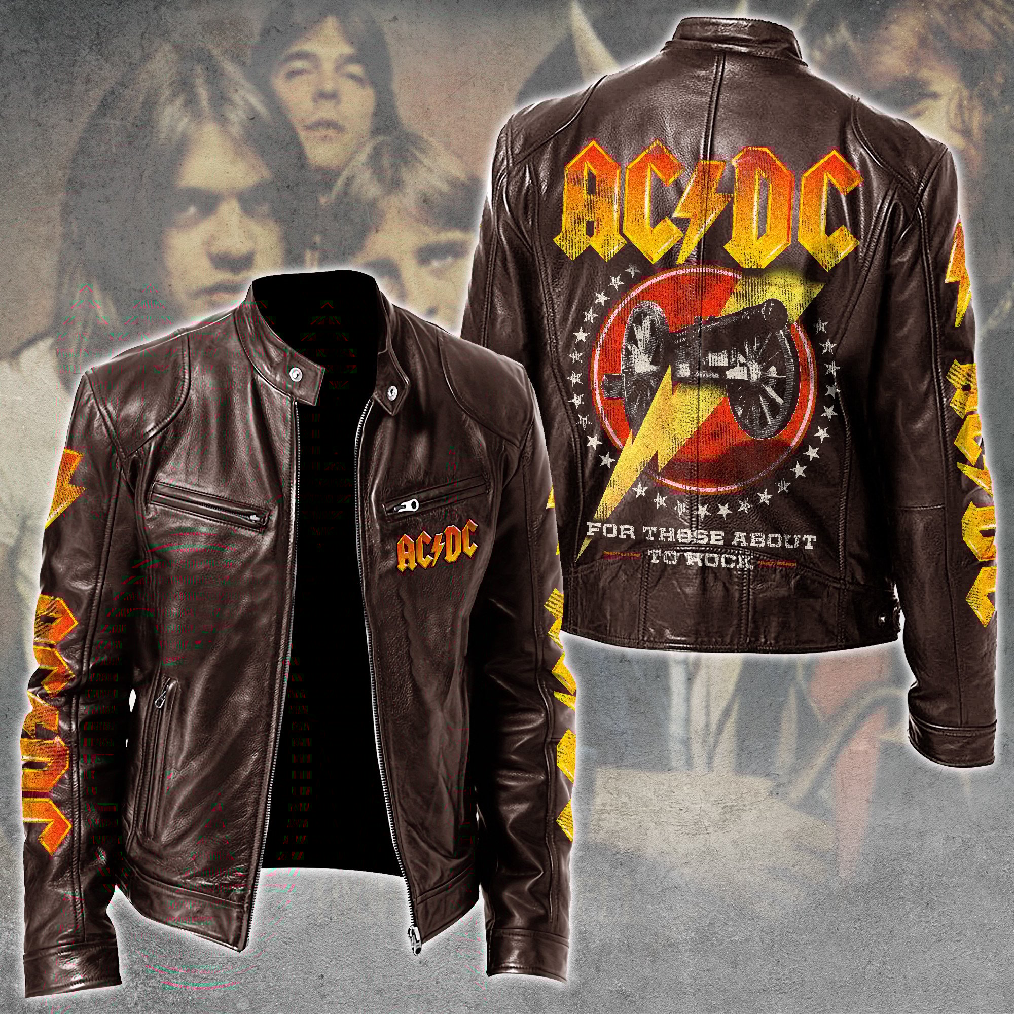 AC/DC Music Style Leather Jacket For Fans