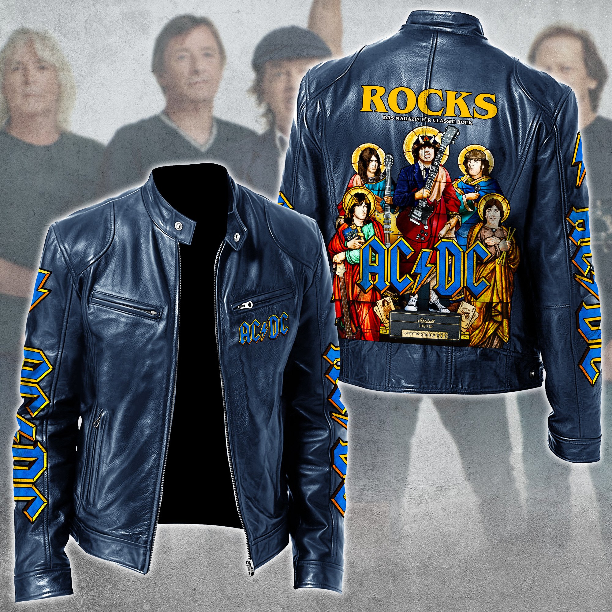 AC/DC Music Style Leather Jacket For Fans