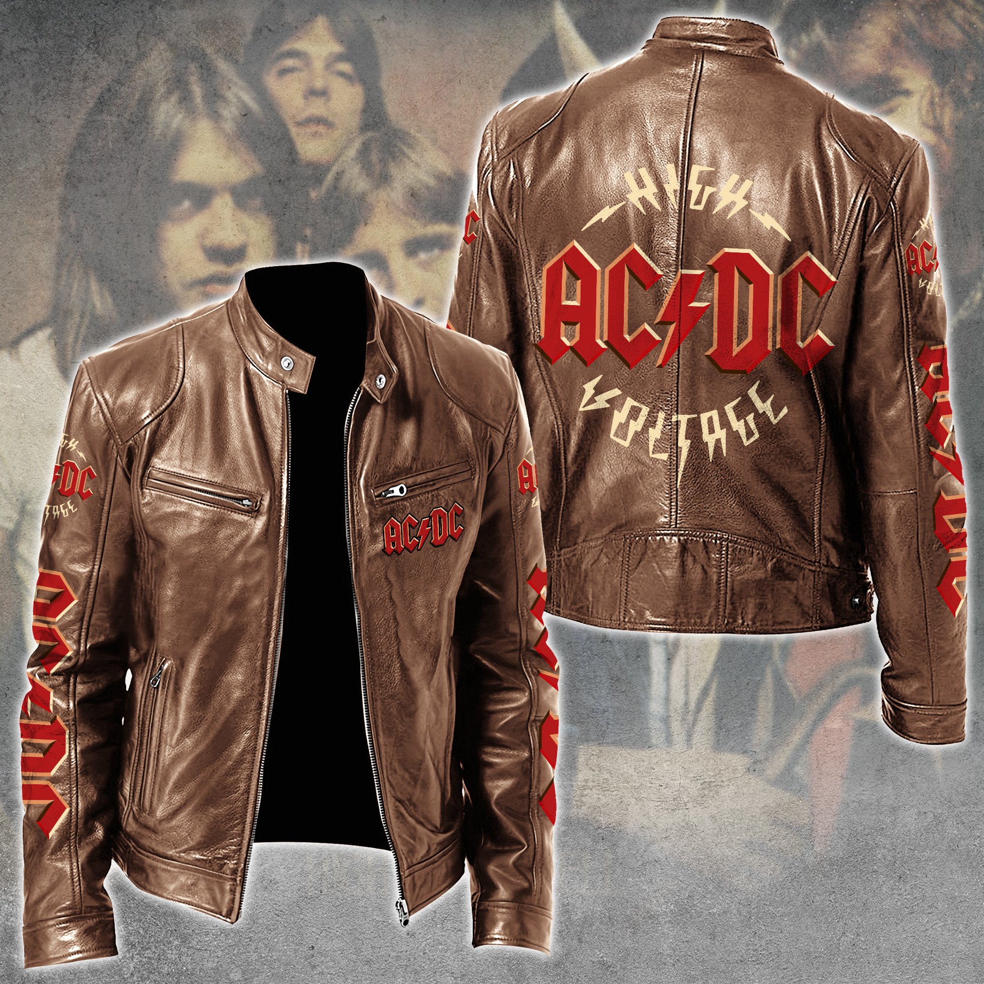 AC/DC Music Style Leather Jacket For Fans