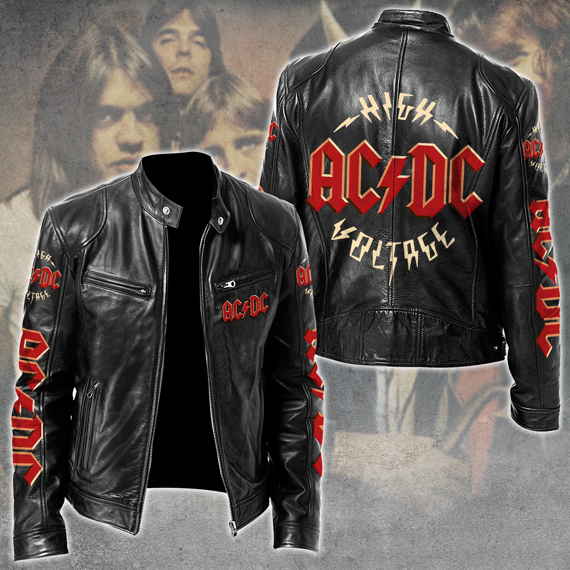 AC/DC Music Style Leather Jacket For Fans