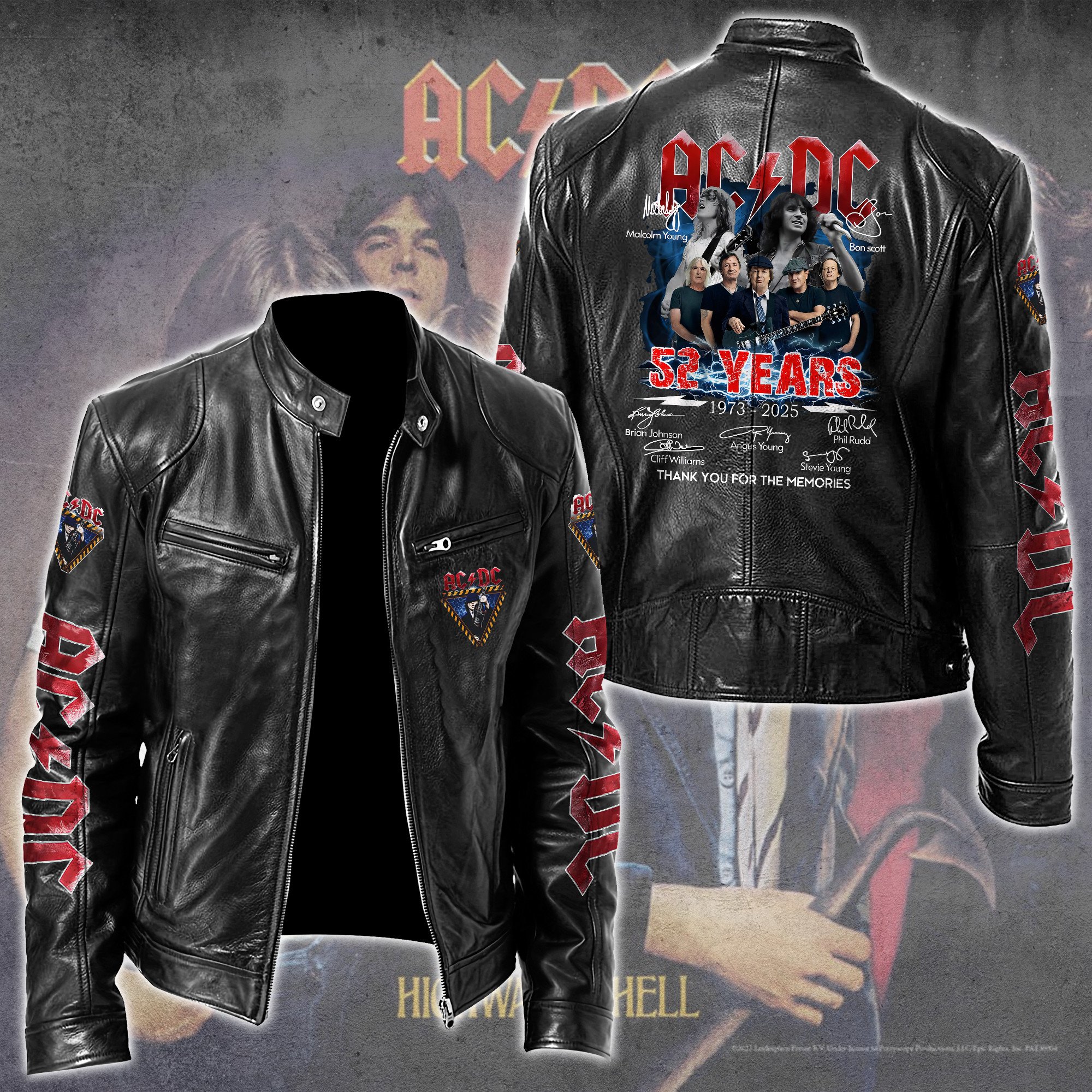 AC/DC Music Style Leather Jacket For Fans
