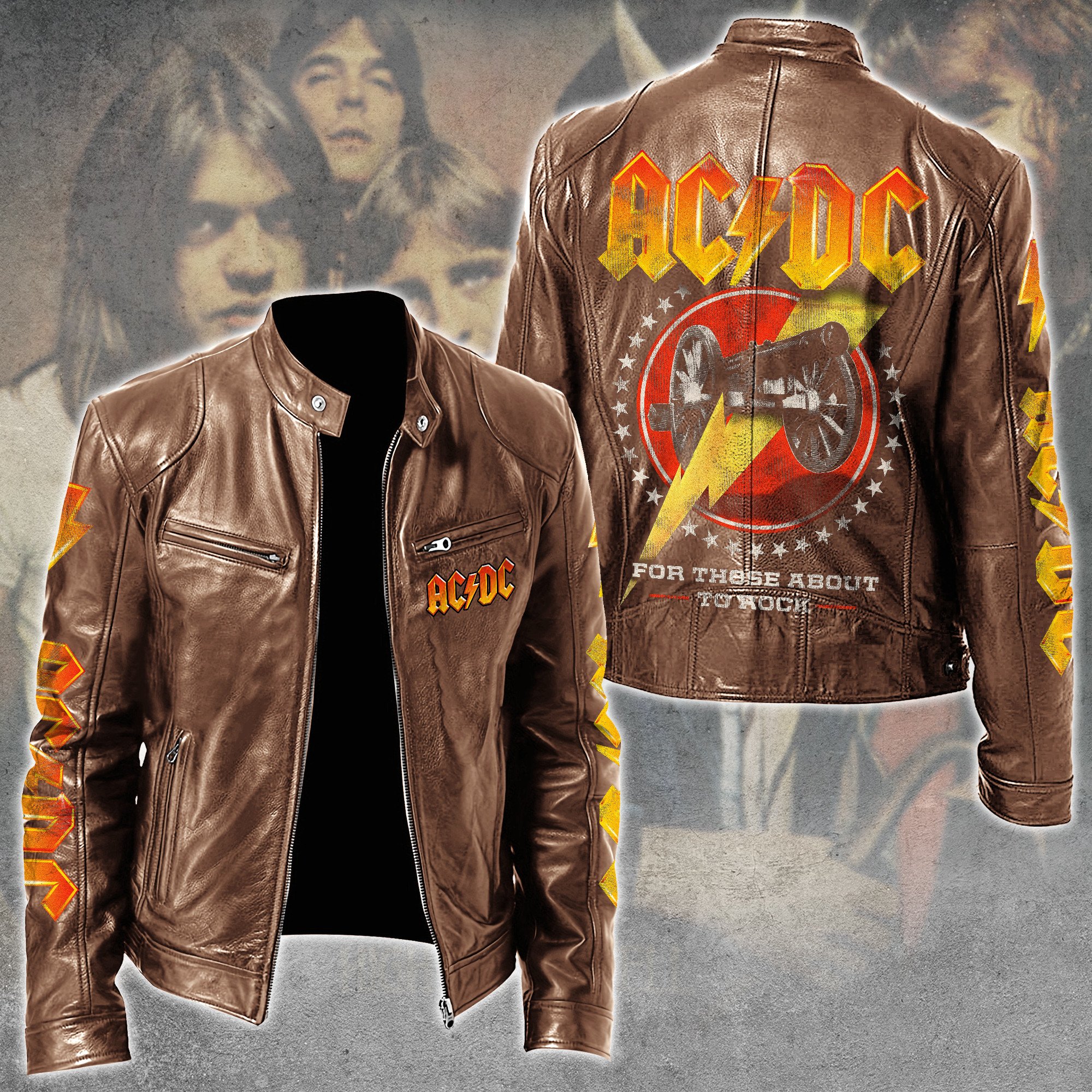 AC/DC Music Style Leather Jacket For Fans