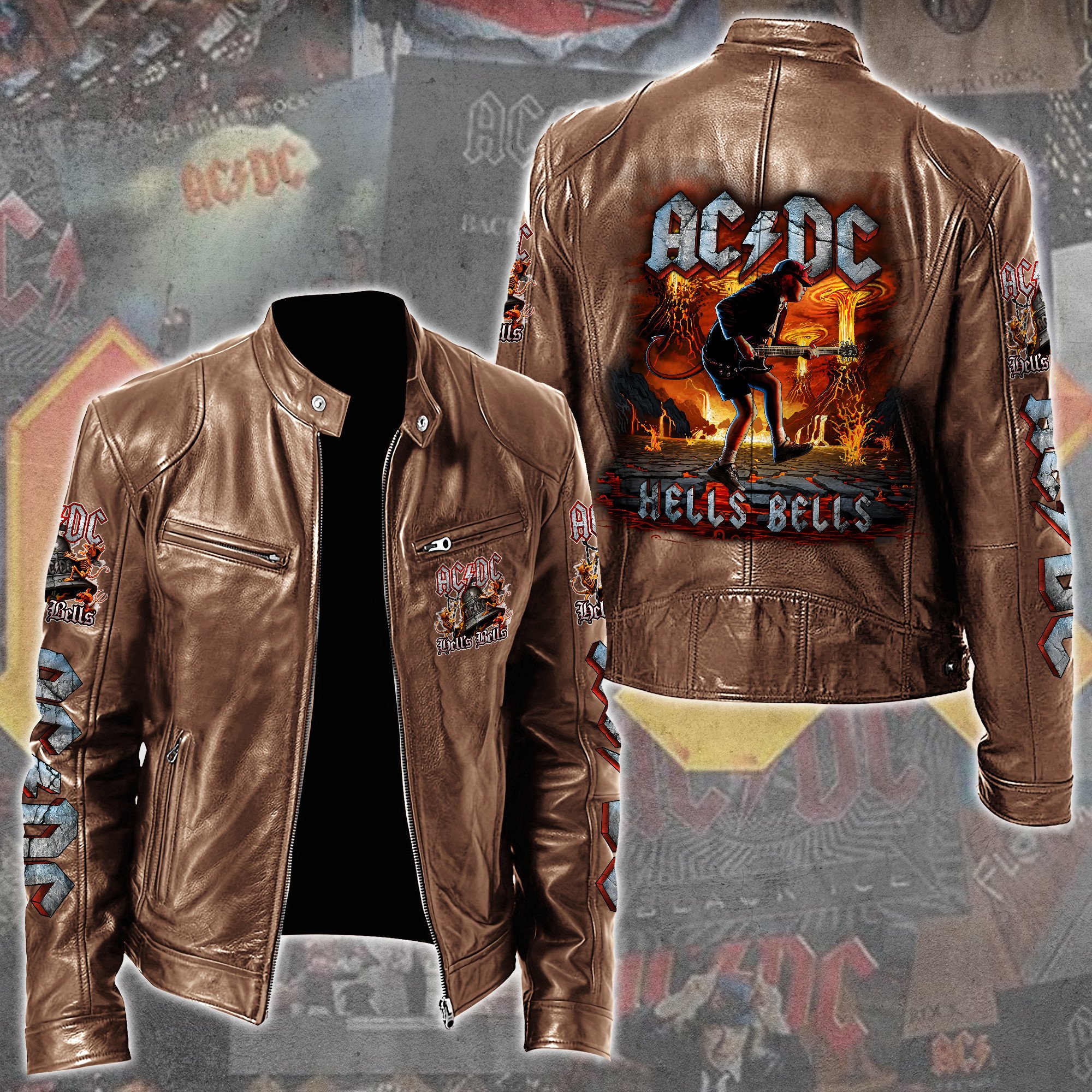 AC/DC Music Style Leather Jacket For Fans