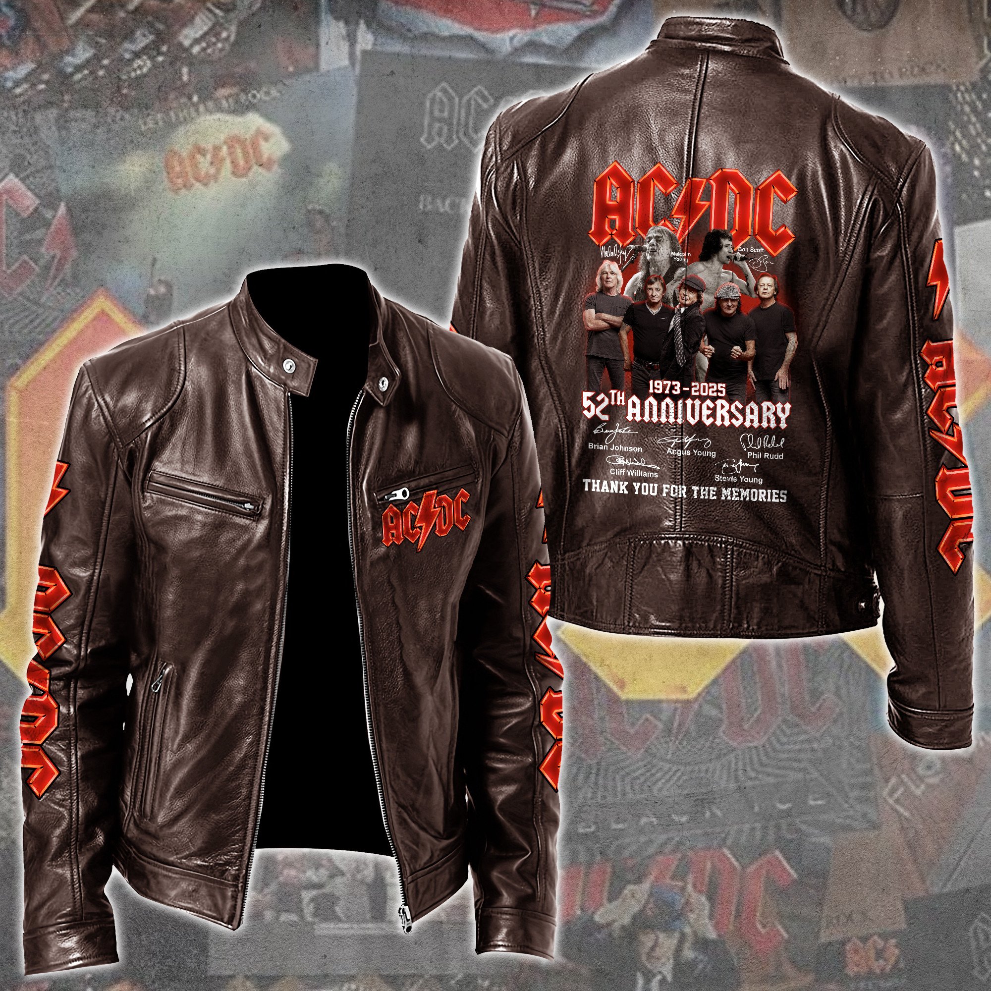 AC/DC Music Style Leather Jacket For Fans