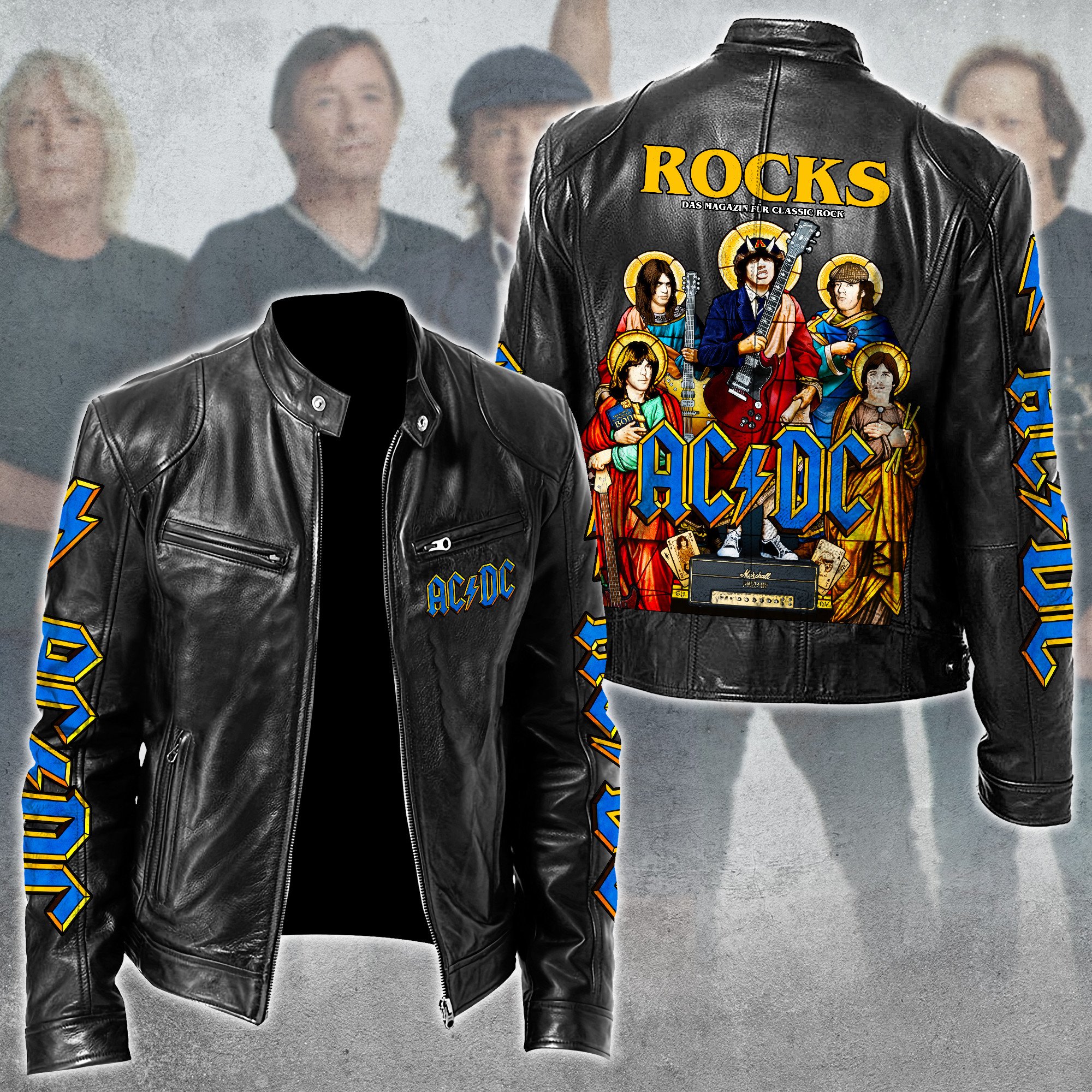 AC/DC Music Style Leather Jacket For Fans
