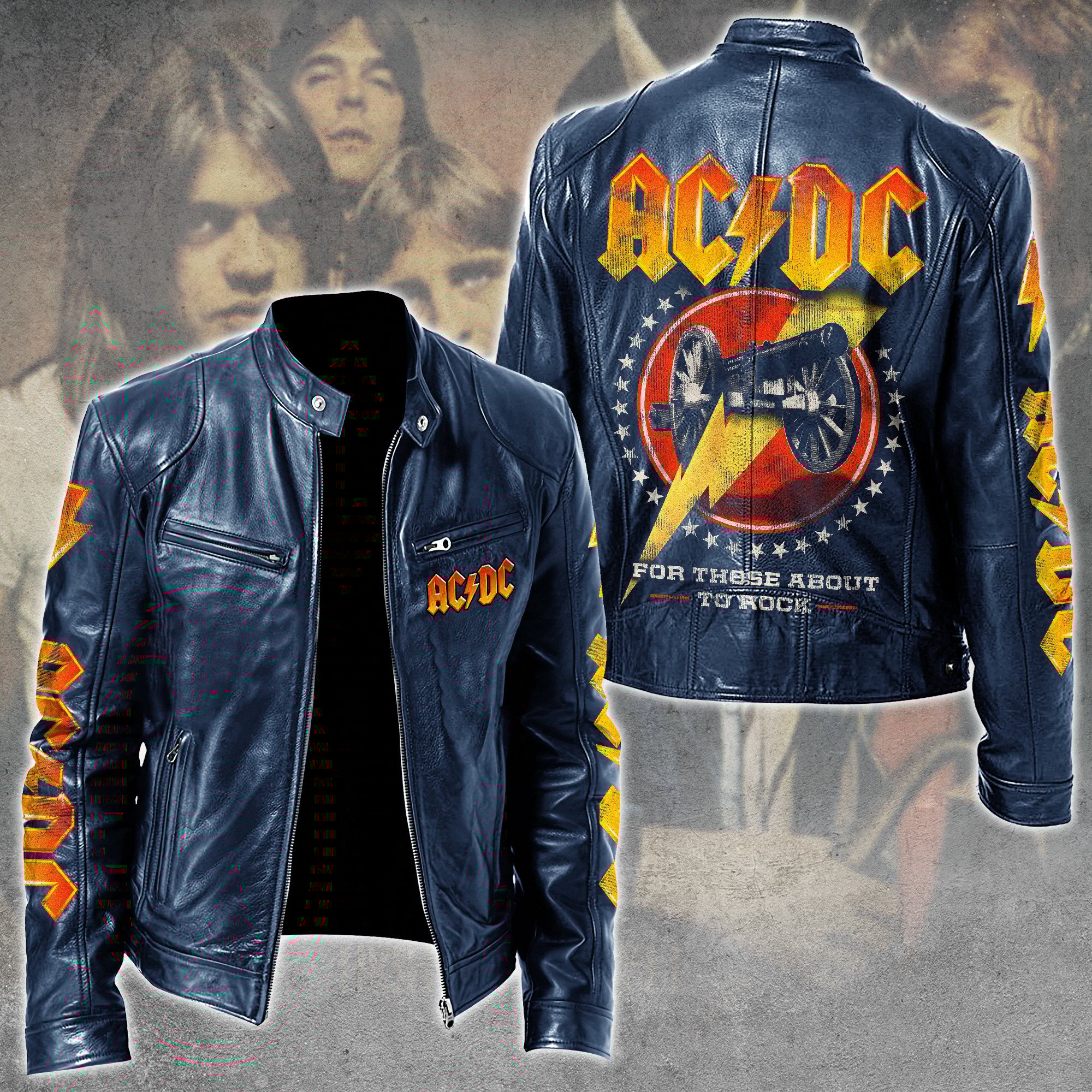 AC/DC Music Style Leather Jacket For Fans