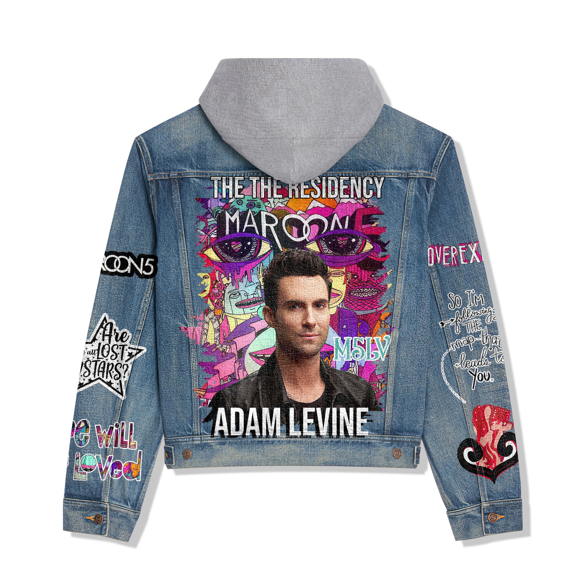Adam Levine Music Style Hooded Denim Jacket For Fans