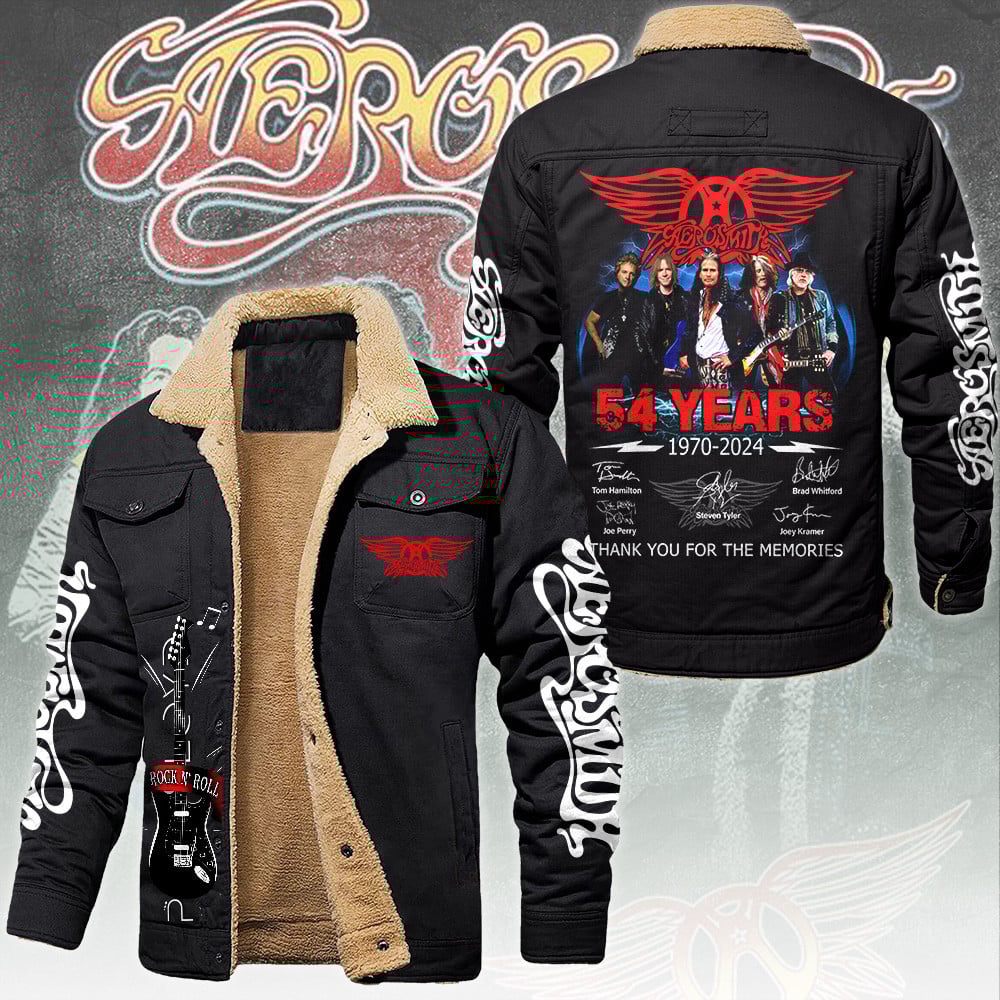 Aerosmith Music Style Fleece Thermal Cotton Jacket For Fans