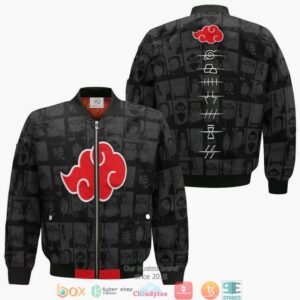 Akatsuki Cloud Akatsuki Village Naruto Anime Anime Style Bomber Jacket For Fans