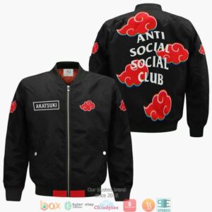 Akatsuki Cloud Anti Social Club Naruto Anime Anime Style Bomber Jacket For Fans