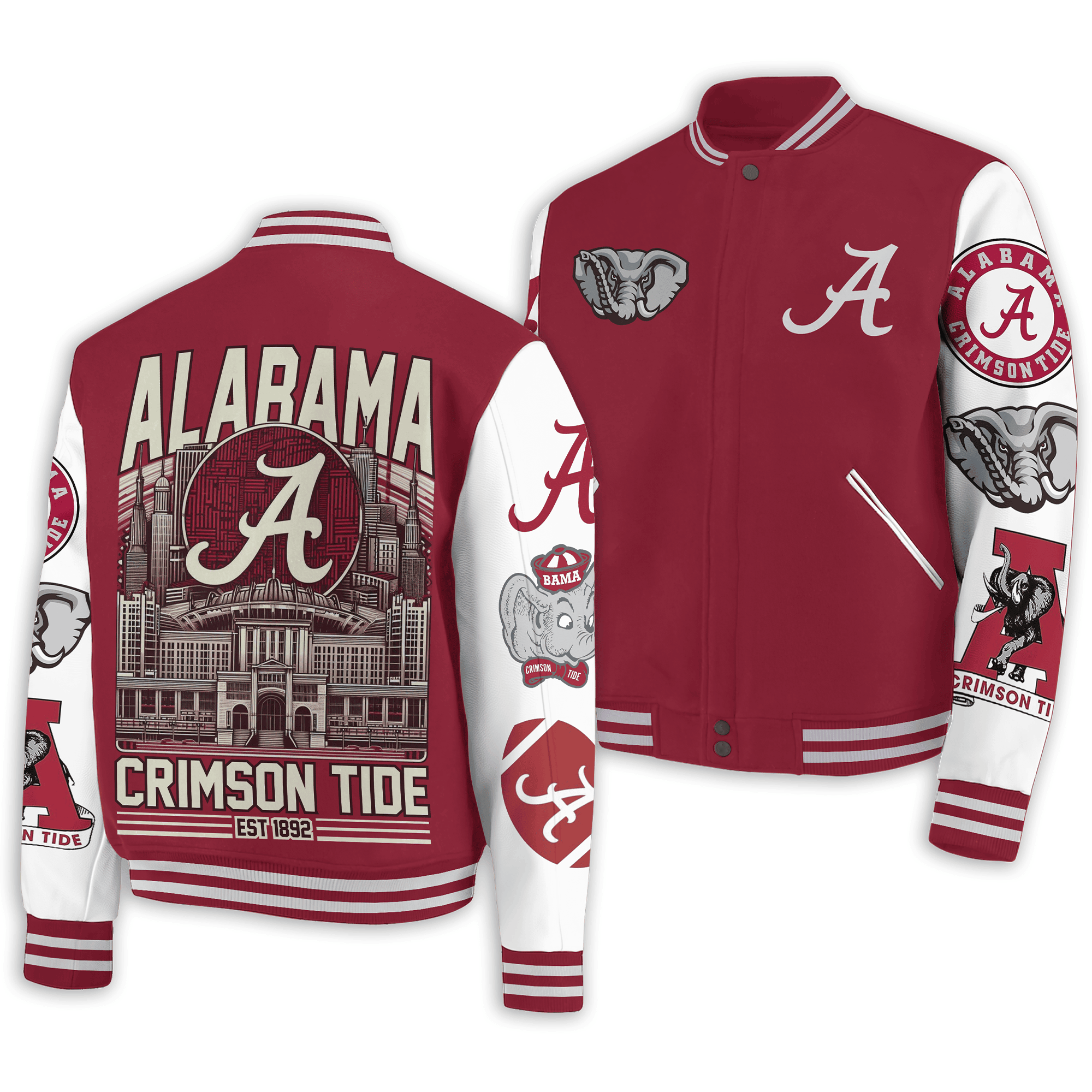 Alabama Crimson Tide NCAA Style Baseball Jacket For Fans