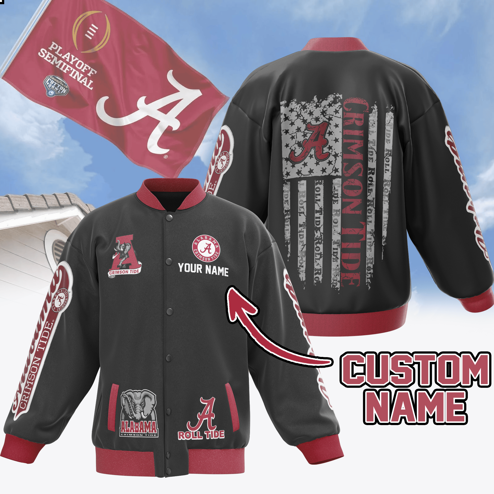 Alabama Crimson Tide NCAA Style Baseball Jacket For Fans