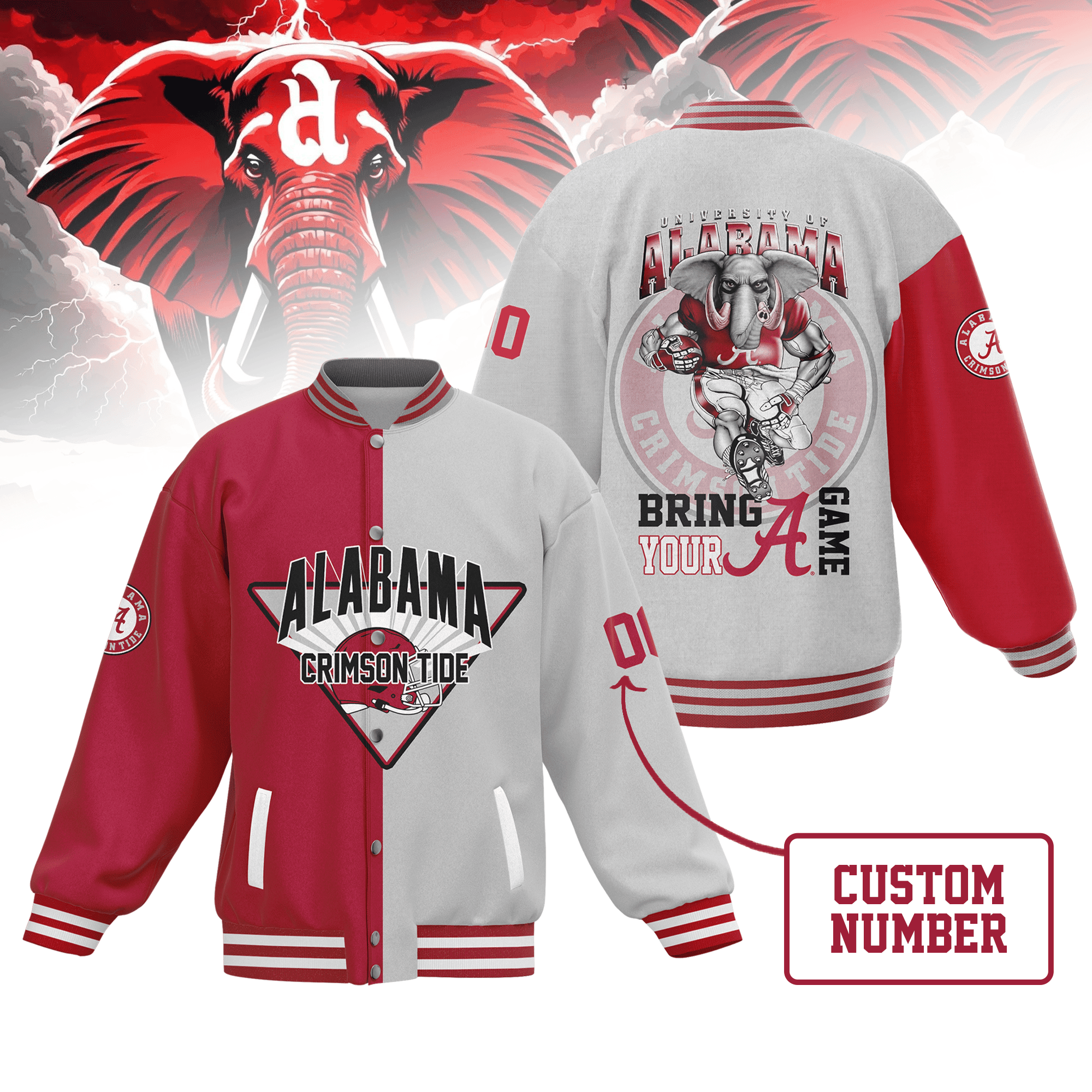 Alabama Crimson Tide NCAA Style Baseball Jacket For Fans