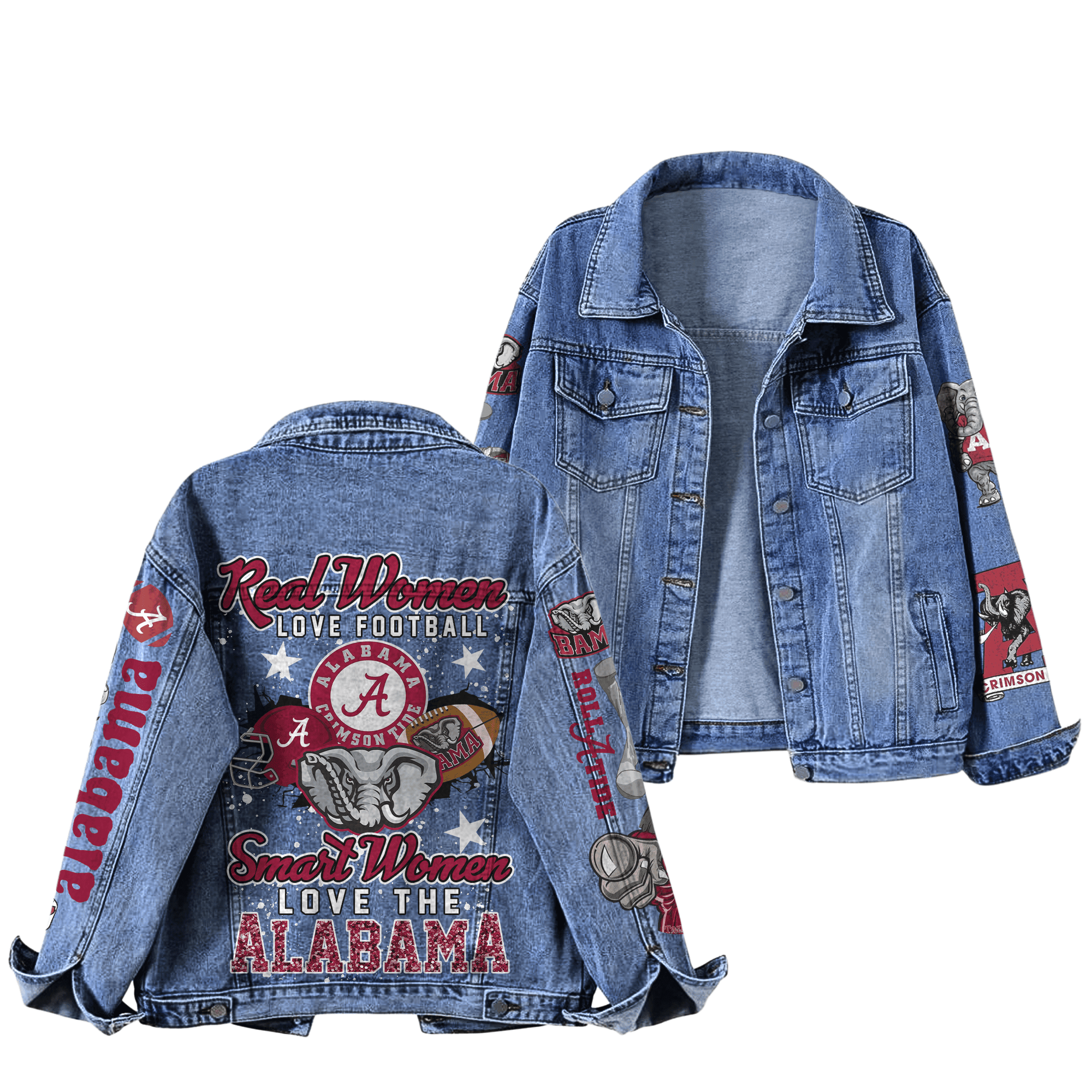 Alabama Crimson Tide NCAA Style Denim Jacket For Fans