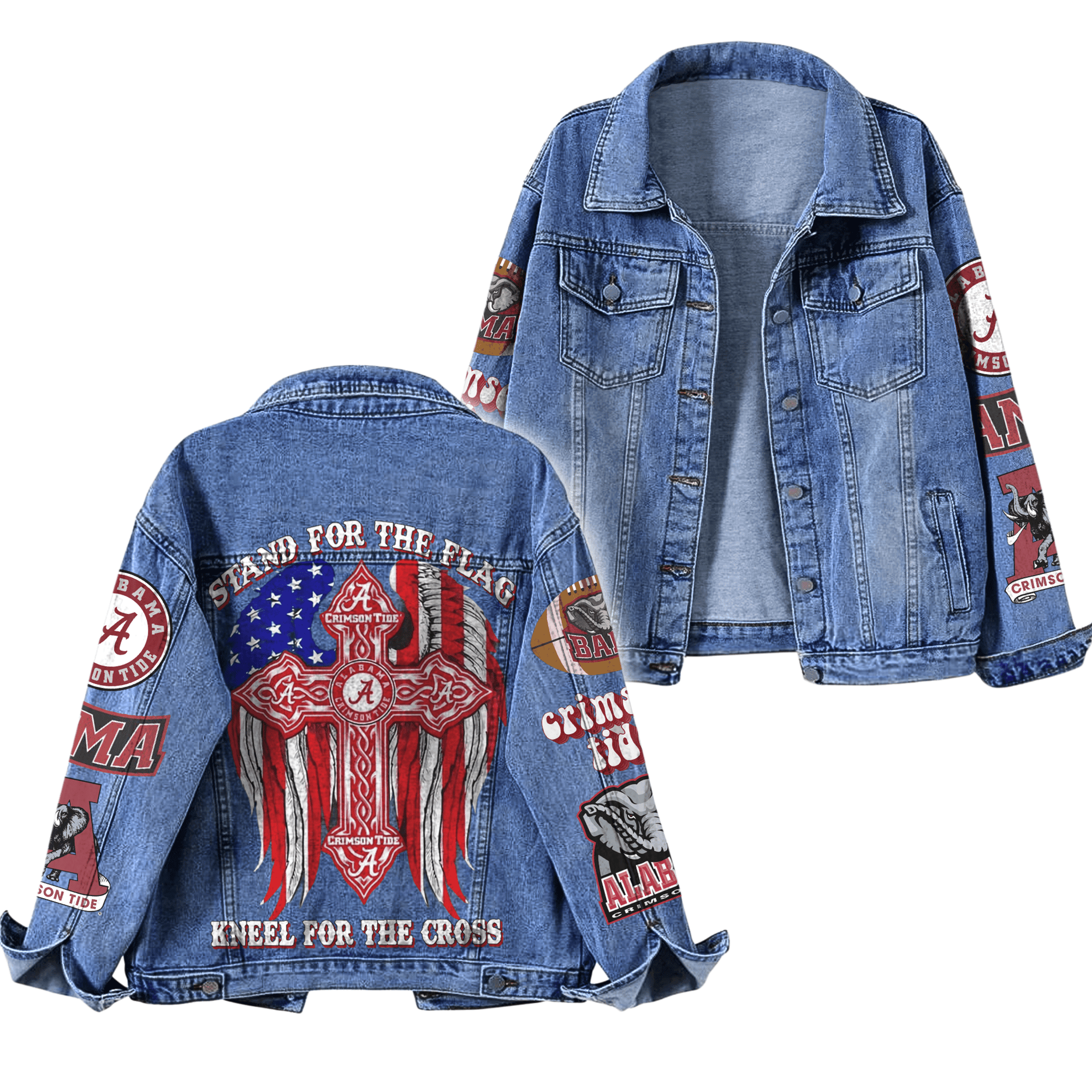 Alabama Crimson Tide NCAA Style Denim Jacket For Fans