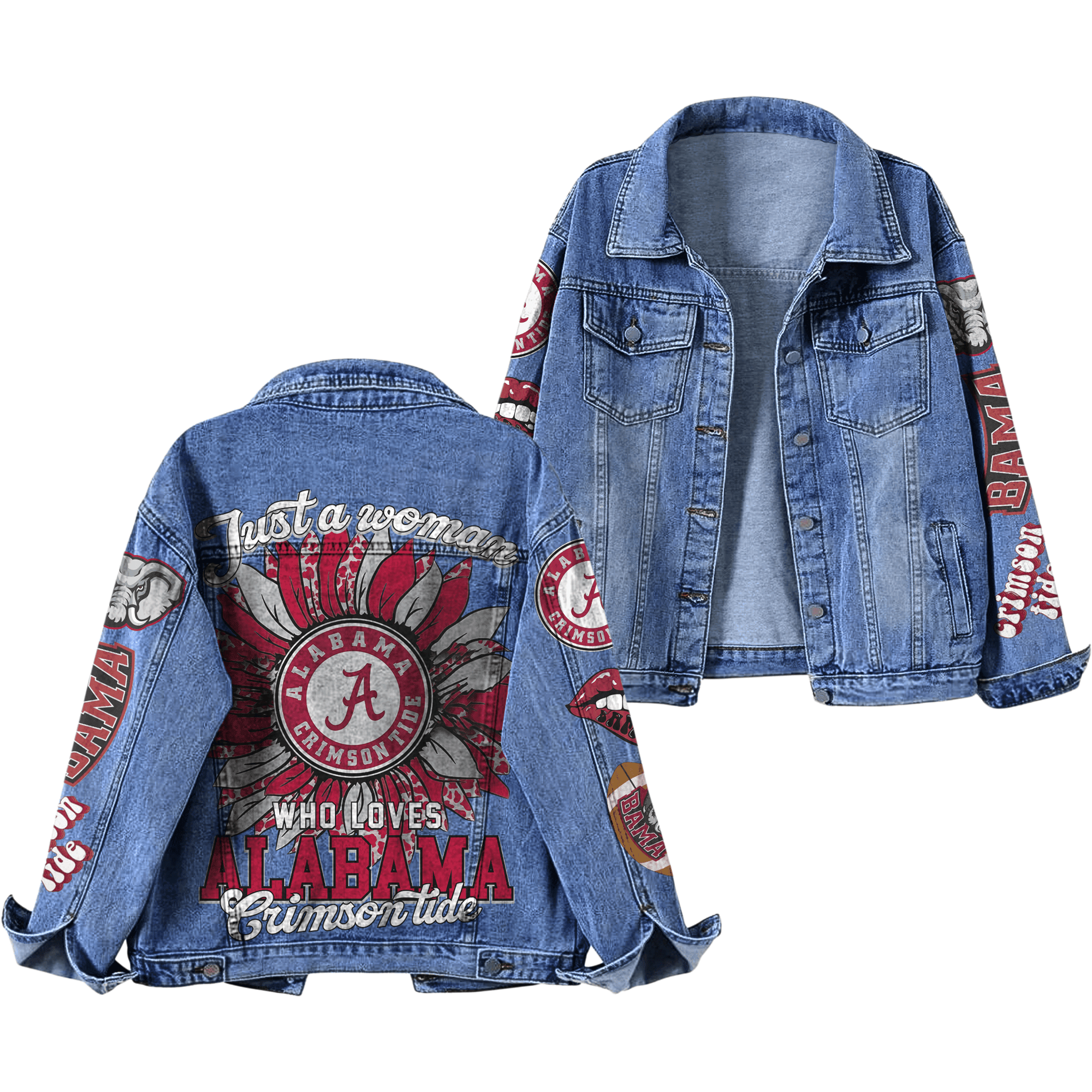 Alabama Crimson Tide NCAA Style Denim Jacket For Fans