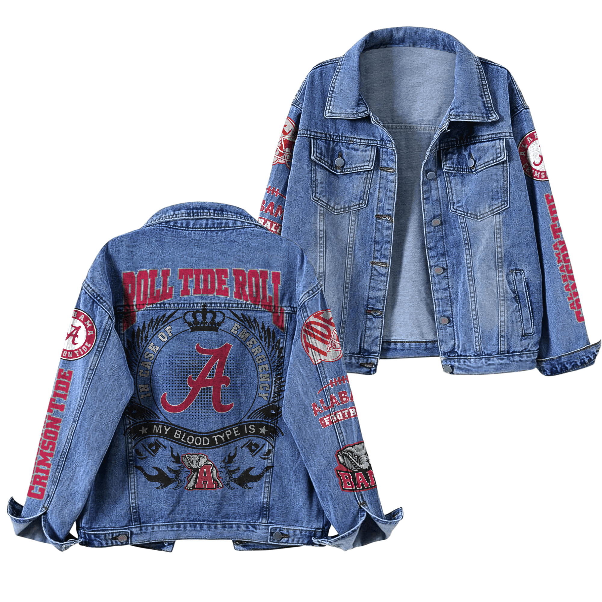 Alabama Crimson Tide NCAA Style Denim Jacket For Fans
