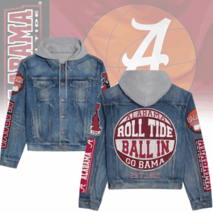 Alabama Crimson Tide NCAA Style Hooded Denim Jacket For Fans