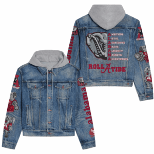 Alabama Crimson Tide NCAA Style Hooded Denim Jacket For Fans