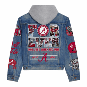 Alabama Crimson Tide NCAA Style Hooded Denim Jacket For Fans
