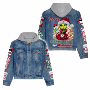 Alabama Crimson Tide NCAA Style Hooded Denim Jacket For Fans