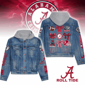 Alabama Crimson Tide NCAA Style Hooded Denim Jacket For Fans