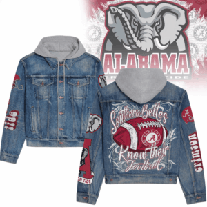 Alabama Crimson Tide NCAA Style Hooded Denim Jacket For Fans