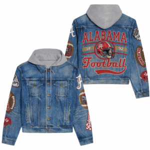 Alabama Crimson Tide NCAA Style Hooded Denim Jacket For Fans