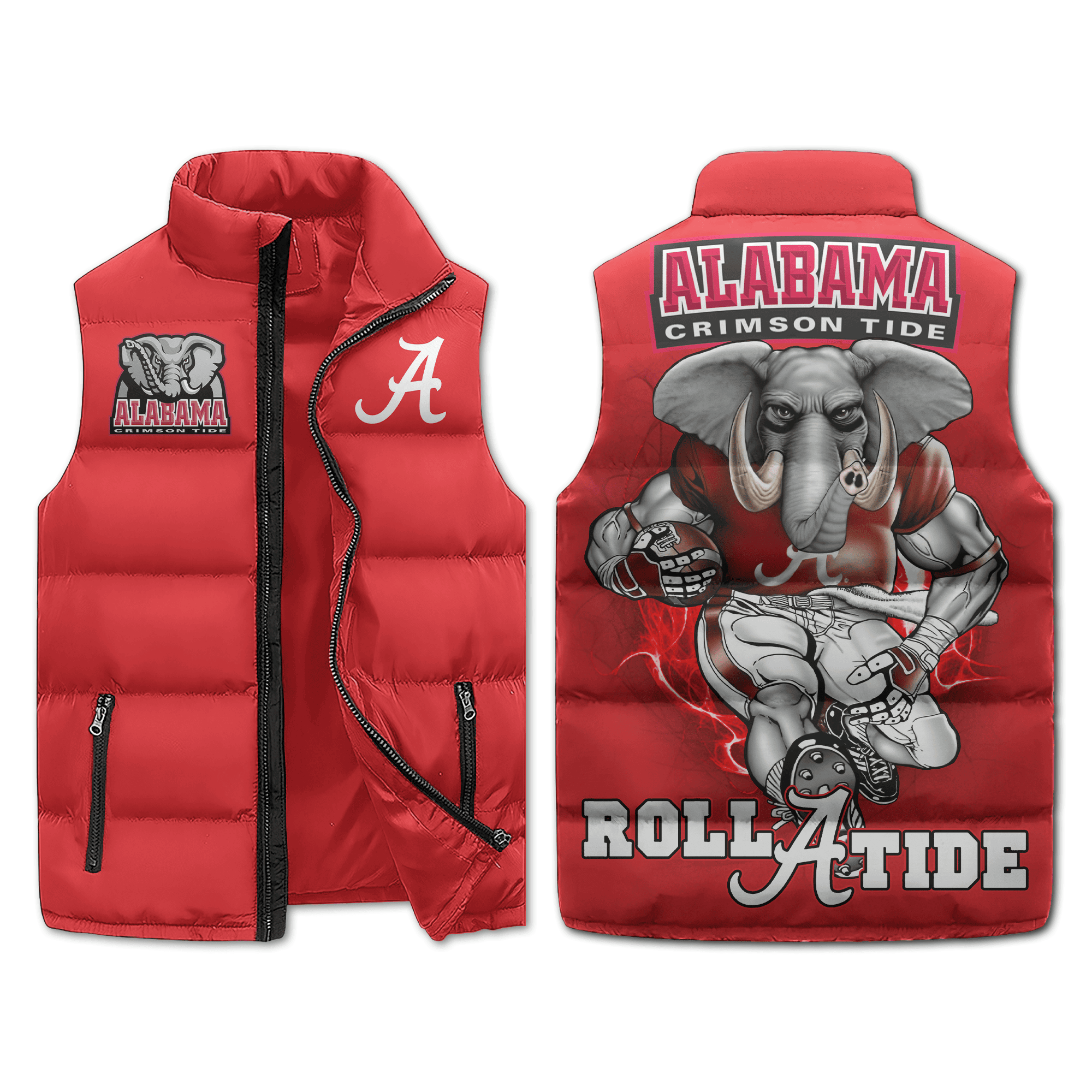 Alabama Crimson Tide NCAA Style Sleeveless Puffer Jacket For Fans