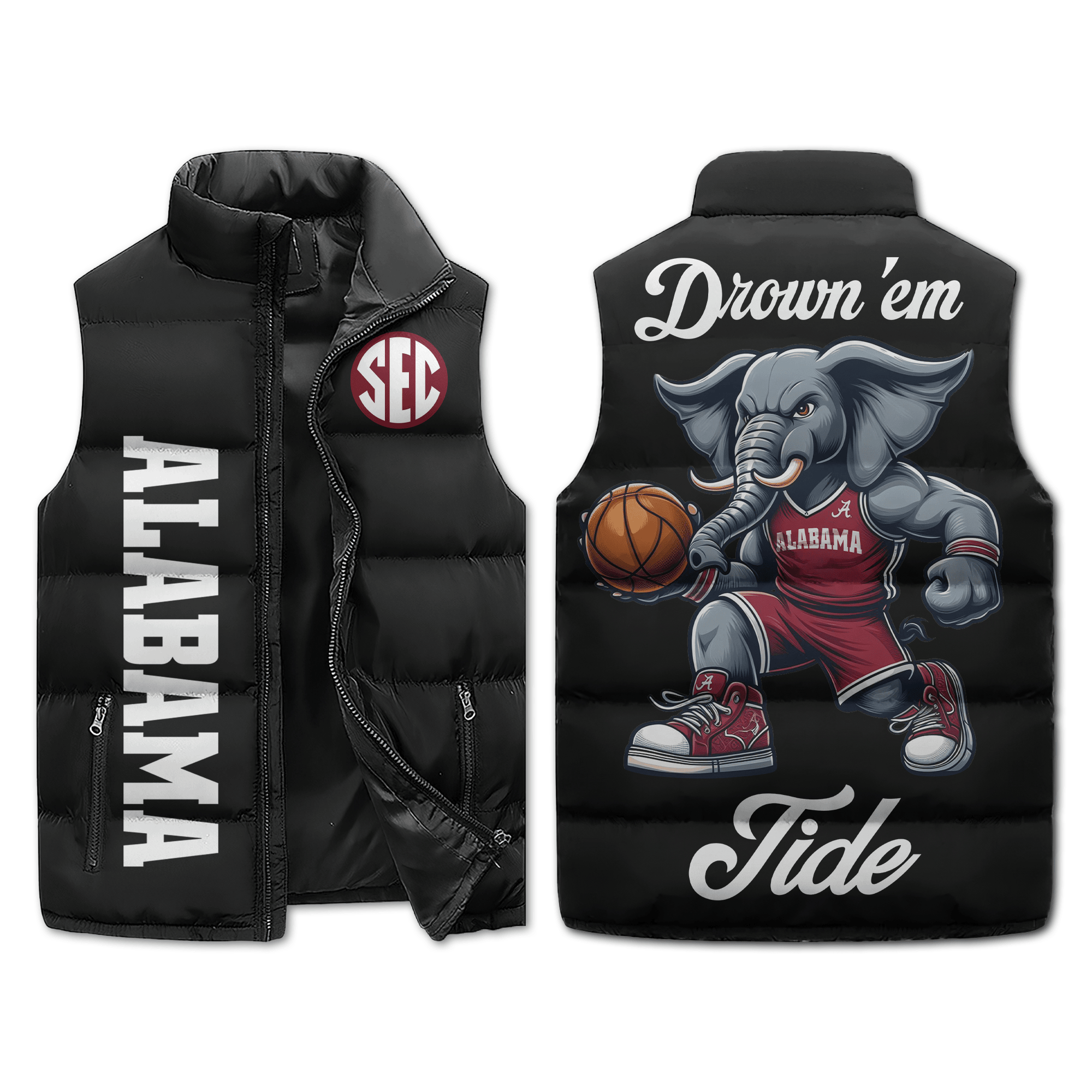Alabama Crimson Tide NCAA Style Sleeveless Puffer Jacket For Fans