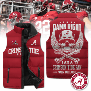 Alabama Crimson Tide NCAA Style Sleeveless Puffer Jacket For Fans
